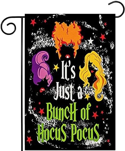 Hocus Pocus Small Garden Flags 12x18 Double Sided,Yard Flags Garden Decor for Outside,Garden Decorations for Home Outdoor Halloween