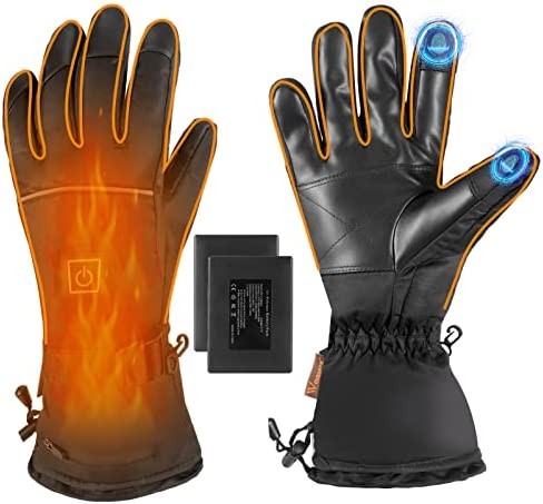 Woldsatr Heated Gloves for Men Women,Rechargeable Heated Glove Electric with 4000mAh Battery,Waterproof Motorcycle Heated Gloves with 3 Heating Levels for Working Camping Cycling Motorcycle