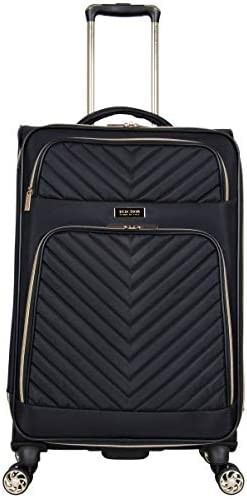 Kenneth Cole Reaction Women's Chelsea Luggage Chevron Softside 8-Wheel Spinner Expandable Suitcase Collection, Black, 24-Inch Checked
