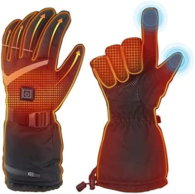 Heated Gloves for Men Women, 5000mAh Rechargeable Electric Battery Heated Gloves, Waterproof Touchscreen Hand Warmer Winter Gloves for Motorcycle, Hunting, Cycling, Snowboarding Outdoor Winter Sport