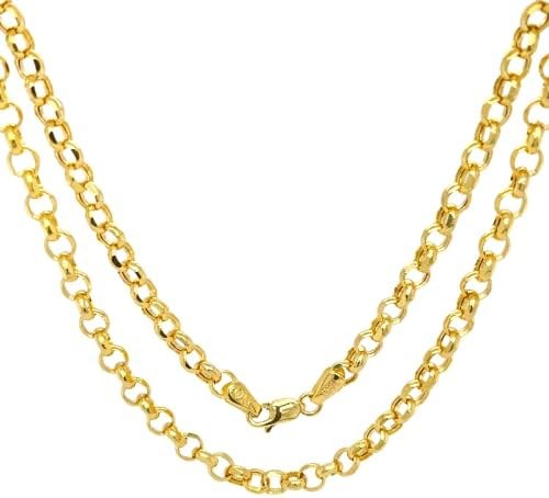 JEWELHEART 14K Real Gold Rolo Chain 1.9mm 2.5mm 2.8mm 3.75mm 4.2mm 5.2mm Diamond Cut Trendy Round Link Chain Pendant Necklace For Women Girls 16" 18" 20" 22" 24"