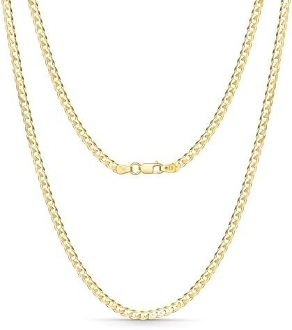 Amberta Women 9ct Gold Curb Chain Necklace