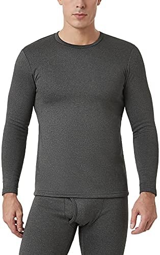 LAPASA Men's Mid/Heavy Weight Thermal Underwear Top, Fleece Lined Long Sleeve Shirt, Soft Base Layer Top (Thermoflux M55/M26)