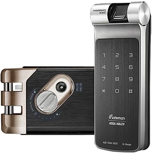 Gateman G-Swipe Fingerprint Biometrics Vertibolt Rim Lock English Voice Guidance Interface, Master Mode, Forced Lock, Automatic Locking, Volume Control, Low Battery Alarm, Emergency Power, Silent Mode