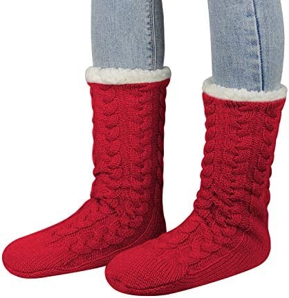 Zando Women's Slipper Socks Winter Fuzzy Socks Warm Fluffy Socks Cozy Fleece-lined Slipper Socks Super Soft Fuzzy Socks