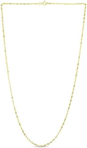 14k Gold Sparkle Cut Singapore Chain Necklace Jewelry Gifts for Women in White Gold Yellow Gold Rose Gold Choice of Lengths 16 18 20 24 and Variety of mm Options