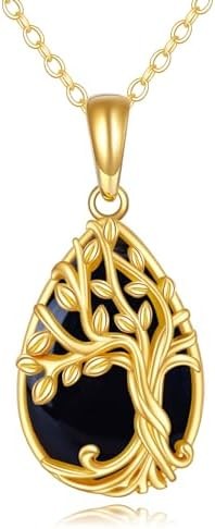 ELFRONT 14k Gold Tree of Life/Music Note/Sun Moon/Compass Necklace Tree of Life Jewelry Gifts for Women Girls