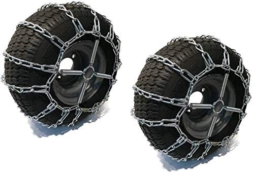 The ROP Shop | Pair of 2 Link Tire Chains & Tensioners 15x5x6 for Snow Blowers, Lawn & Garden Tractors, Mowers & Riders, UTV, ATV, 4-Wheelers, Utility Vehicles with Turf-Style Tires ONLY