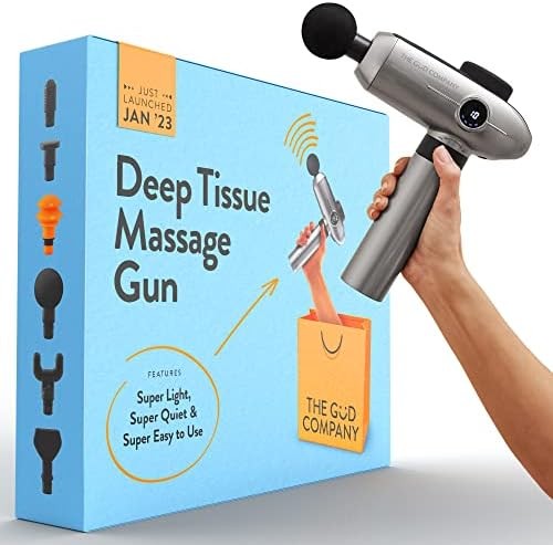 THE GÜD COMPANY Body Massager - Quiet, Deep Tissue Percussion, Pain Relief, Lightweight, Portable | Includes Carry Case and 6 Heads
