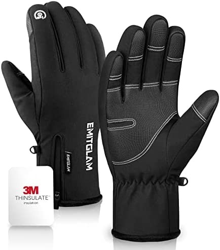 EMITGLAM Winter Gloves Men & Women Made with 3M Premium Insulation, Waterproof Snow Ski Gloves with 10 Touchscreen Fingers & 5-Layer Fabric, Windproof Thermal Warm Gloves for Cold Weather