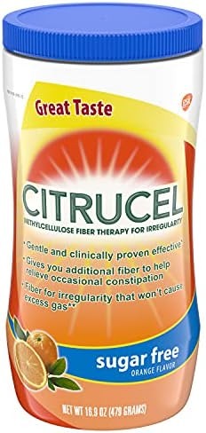 Citrucel Sugar Free Fiber Powder for Occasional Constipation Relief, Methylcellulose Fiber Powder, Orange Flavor - 16.9 Ounces