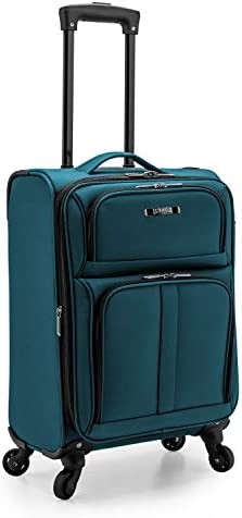 U.S. Traveler Anzio Softside Expandable Spinner Luggage, Teal, Carry-on 22-Inch