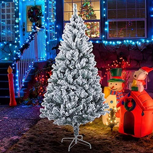 FWBNUIF 6FT Snow Flocked Artificial Christmas Tree Premium Christmas Tree Pine Tree White Ornaments for Xmas Party Decoration