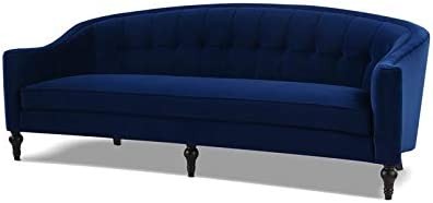 Jennifer Taylor Home Stewart Curved Back Sofa, Navy Blue