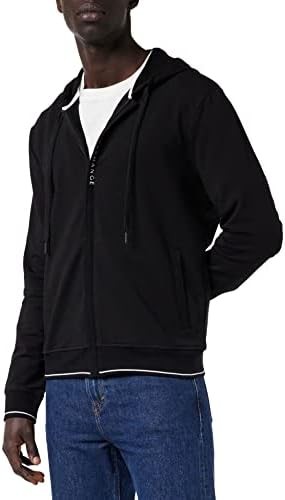 A|X ARMANI EXCHANGE mens Logo Zipper Full Zip Hooded Sweatshirt, Black, Medium US