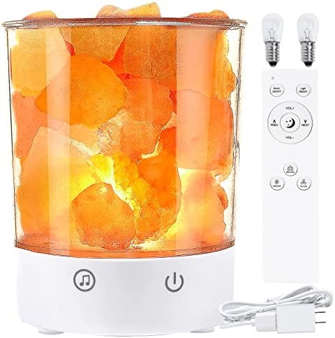 Salt Lamp - Himalayan Salt Lamp, Salt Rock Lamps w White Noise and Remote Control, Authentic Himalayan Pink Salt Lamp w 5 Levels of Brightness Adjustment, for Bedroom Studio Yoga Room Christmas Gifts
