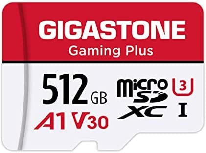 [Gigastone] 512GB Micro SD Card, Gaming Plus, MicroSDXC Memory Card for Nintendo-Switch, Wyze, GoPro, Dash Cam, Security Camera, 4K Video Recording, UHS-I A1 U3 V30 C10, up to 100MB/s, with Adapter