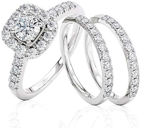 Beverly Hills Jewelers 1 Carat Diamond Engagement Ring for Women in 14k White Gold