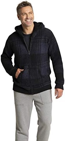 Barefoot Dreams CozyChic Men's Plaid Zip Up Hoodie, Winter Clothes for Men