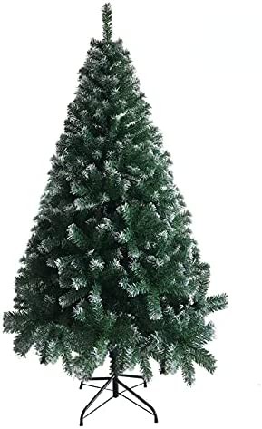 JIAD 6FT Artificial Snow Flocked Christmas Tree, Snowy Hinged Pine Tree, Premium PVC Needles/Solid Metal Stand, Xmas Full Tree for Indoor and Outdoor? with Foldable Stand