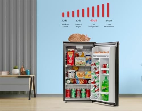 roomwell 3.3 Cu Ft Mini Fridge Compact All Refrigerator without Freezer, Single Door Small Refrigerator REFNFR3300, Black