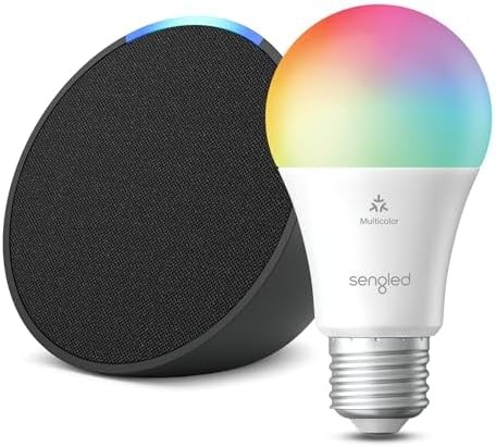 Echo Pop | Charcoal with Sengled Smart Color Bulb