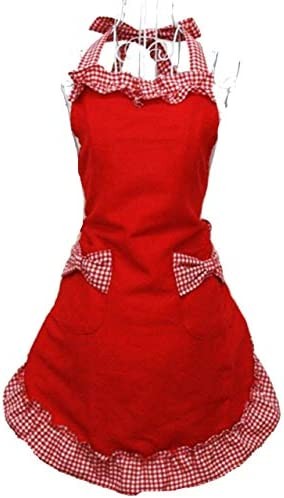Hyzrz Cute Retro Lovely Vintage Ladies Kitchen Flirty Vintage Aprons for Women Girls with Pockets for Mothers Day Gift