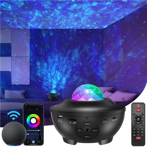 Galaxy Projector Star Projector with Bluetooth/Music Speaker/Voice Control/Timer,Work with Alexa & Google Assistant,Starry Night Light Projector for Kids Adults Bedroom/Decoration/Christmas/Party