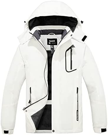 Skieer Men's Mountain Waterproof Ski Jacket Winter Rain Jacket Warm Fleece Snow Coat