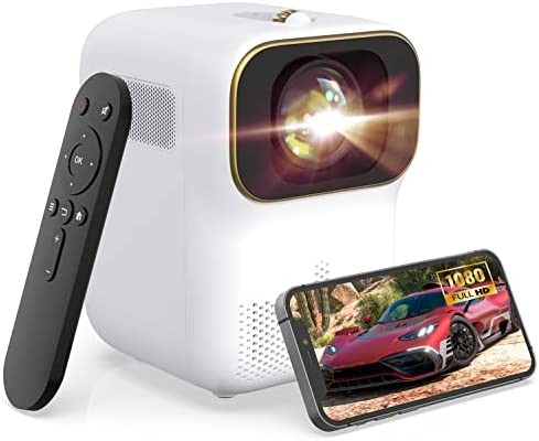 Mini Projector, WEWATCH WiFi Native 1080P Portable Projector, Outdoor Video Projector Built-in 3W Dual Speaker with HDMI for TV Stick, iOS, Android