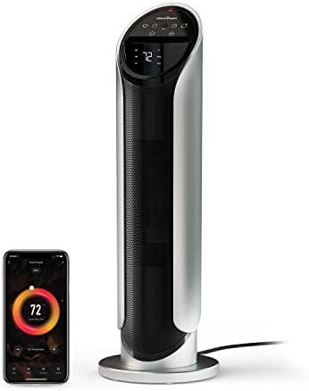 Atomi Smart WiFi 25" Ceramic Tower Space Heater – 3rd Gen.,1500W, Wide-Angle Oscillation, 750 Square-Foot Coverage, Tip-Over Safety Switch, Smartphone Control, Compatible with Alexa and Google Assista