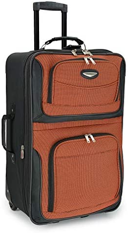 Travel Select Amsterdam Expandable Rolling Upright Luggage, Orange, Checked-Medium 25-Inch