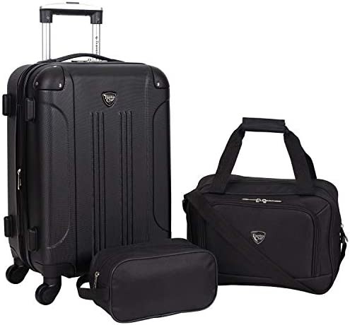 Travelers Club Sky+ Luggage Set, Black, 3 Piece