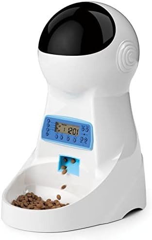 Iseebiz Automatic Cat Feeder, 101oz/3L Timed Cat Feeder for Dry Food with Anti-Clog Design, Up to 4 Meals with Portion Control, Dual Power Supply &10s Voice Recorder for Small Medium Cats Dogs