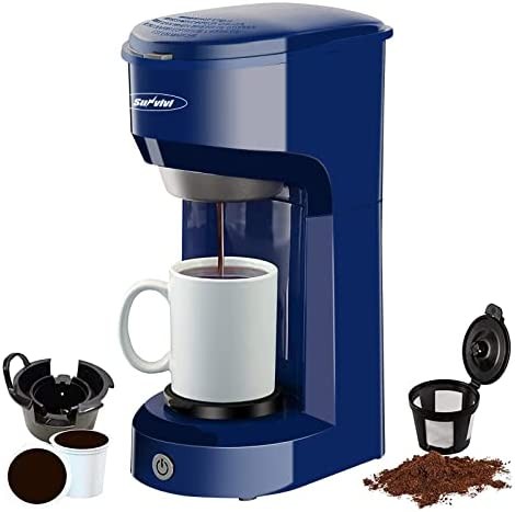 Coffee Maker, Single Serve Brewer for Single Cup, One Cup Coffee Maker With Permanent Filter, 6oz to 14oz Mug, One-touch Control Button with Illumination, Blue (ETL Certified)