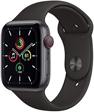 Apple Watch SE (GPS + Cellular, 44mm) - Space Gray Aluminum Case with Black Sport Band (Renewed)