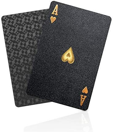 BIERDORF Diamond Waterproof Black Playing Cards, Poker Cards, HD, Deck of Cards (Black)