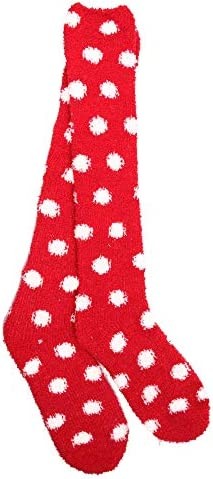 Women's Fuzzy Knee High Socks - Polka Dots and Solid Colors - 2 Sizes - 1 Pair Pack