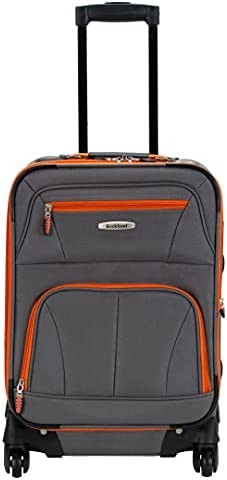 Rockland Pasadena Softside Spinner Wheel Luggage, Charcoal, Carry-On 20-Inch