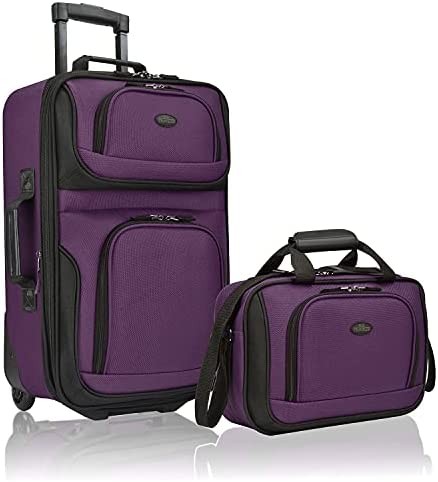 U.S. Traveler Rio Rugged Fabric Expandable Carry-on Luggage Set, Purple, 2 Wheel