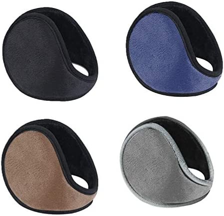 WeiMeet 4 Pieces Unisex Fleece Earmuffs Foldable Earmuffs Winter Outdoor Ear Warmer Men’s Earmuffs Women’s Earmuffs