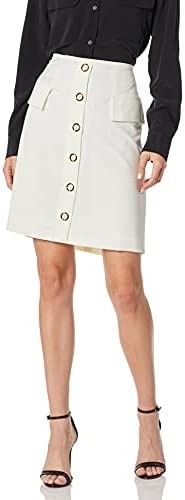 NINE WEST Women's Stretch Button Front Skirt with Pocket Detail