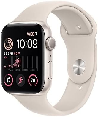 Apple Watch SE (2nd Gen) [GPS 44mm] Smart Watch w/Starlight Aluminum Case & Starlight Sport Band - M/L. Fitness & Sleep Tracker, Crash Detection, Heart Rate Monitor, Retina Display, Water Resistant