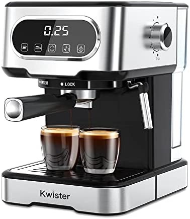 Kwister Espresso Machine 15 Bar, Espresso and Cappuccino Machine with Milk Frother, Espresso Maker with Steamer, Digital Touch Screen Coffee Machine with 50 oz Water Tank