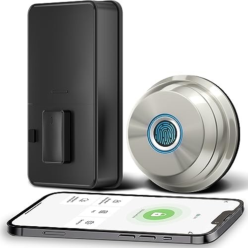 Schloß Keyless Entry Door Lock, Fingerprint Door Lock Smart Deadbolt with App Control Fingerprint Door Knob Biometric Door Lock Smart Door Lock for Front Door, Waterproof, Easy Installation