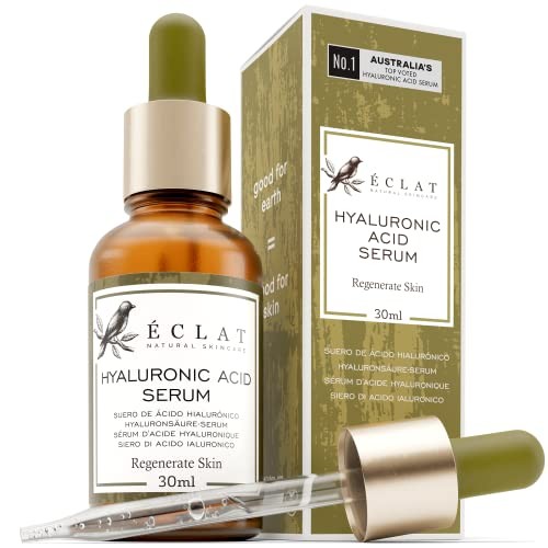 Hyaluronic Acid Serum for Face WITH 10 ANTIOXIDANTS +VITAMIN C & E +Aloe +WITCH HAZEL - 100% Organic & Vegan Moisturizing Anti-Aging Face Serum for Hydrating, Firming, and Plumping Skin