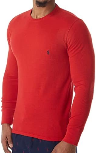 POLO RALPH LAUREN Waffle-Knit Long Sleeve Crew Shirt (PWLCFR) XL/Red/Cruise Navy