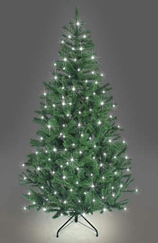 SHATCHI Pre-Lit Alaskan Pine Artificial Christmas Tree with LEDs Metal Stand Tips Xmas Holiday Home Decorations, 4Ft-12ft Black, Green W/Cool White, 4Ft/120CM