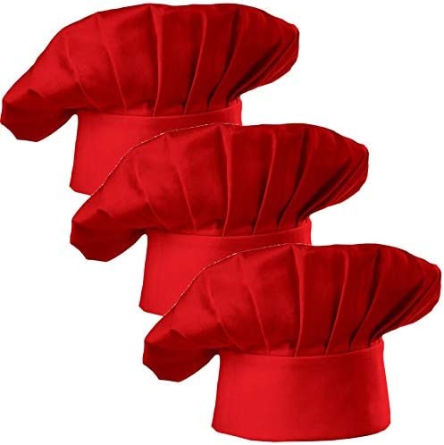 Hyzrz Set of 3 Pack Adult Chef Hat Adult Adjustable Elastic Baker Kitchen Cooking Chef Cap 3 Pieces