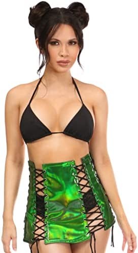 Daisy corsets Women's Green Holo Lace-up Skirt